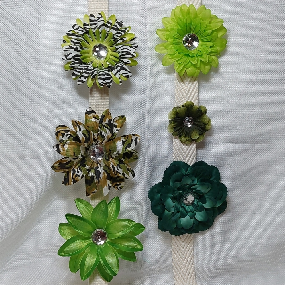 Flower Hair Clips☆Greens☆Set of 6